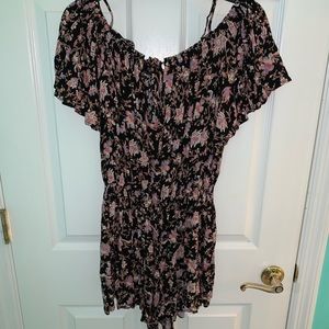 Floral Print Off The Shoulder Romper